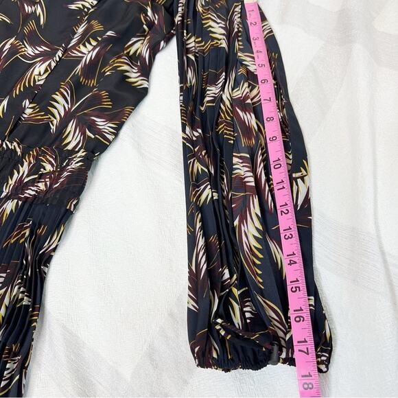 A.L.C. Rory V-Neck Long Sleeve Silk Print Dress Black Size 0 - Picture 10 of 16
